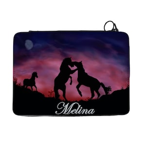 Children&#39;s pencil case with desired name motif horses