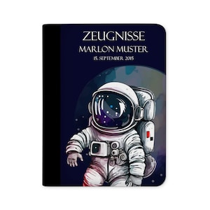Zeugnismappe personalisiert mit Name Weltall Watercolor, Mädchen und Jungen