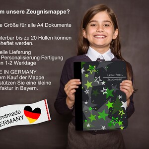 Zeugnismappe mit Namen Sternenhimmel Grün 画像 4