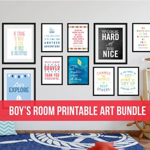 Boys Room Printable Art Bundle for a Gallery Wall