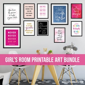 Girls Room Printable Art Bundle for a Gallery Wall