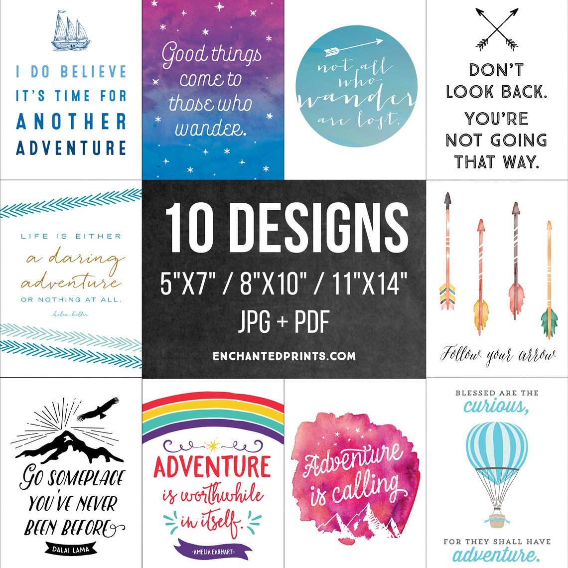 Travel and Adventure Printable Bundle 10 Printable Designs | Etsy