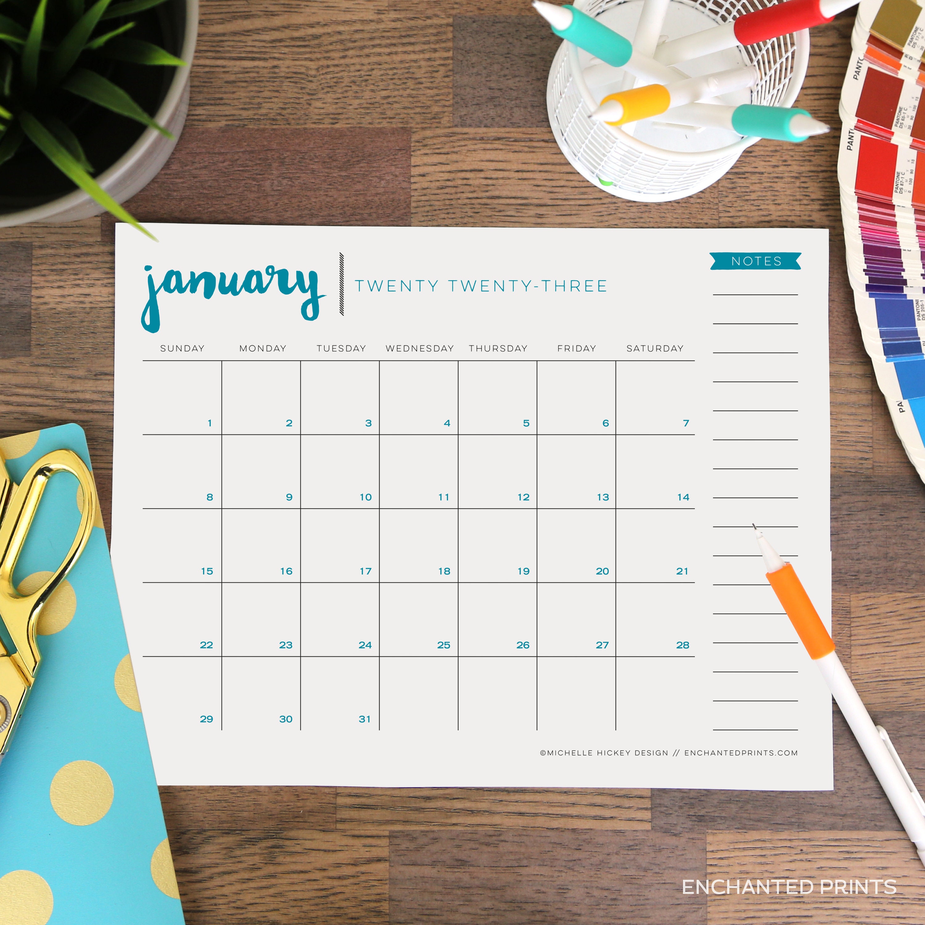 simple 2023 printable calendar 12 month calendar grid etsy