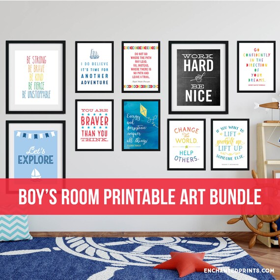 Boys Room Printable Art Bundle for a Gallery Wall | Etsy
