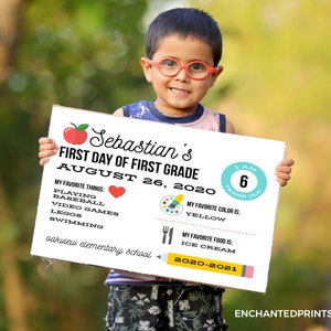 First Day of School Sign, First Day of School Photo Black and White, Colorful, Chalkboard, Instant Download or Printed School Sign image 4