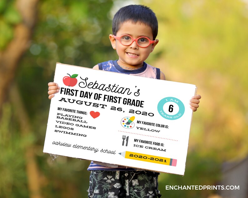 First Day of School Sign, First Day of School Photo Black and White, Colorful, Chalkboard, Instant Download or Printed School Sign image 4