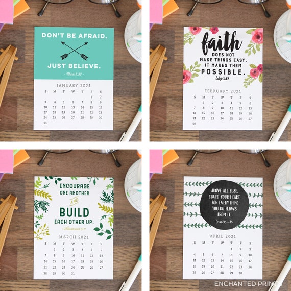 2021 Bible Verse Calendar Cards Printable 12 Month Etsy calendar cards 2021