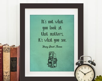 Quote Print - Henry David Thoreau - Vintage Camera - printable art wall decor, Inspirational poster, vintage art print - Instant Download