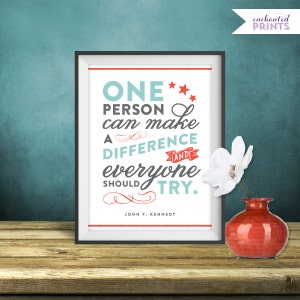 John F. Kennedy Quote Print, Printable art wall decor, Inspirational quote poster - Instant Download