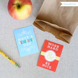 Lunch Box Notes for Kids Back to School Notes Inspirational Cards Assorted Lunch Box Notes 25 Printable Cards Instant Download image 3