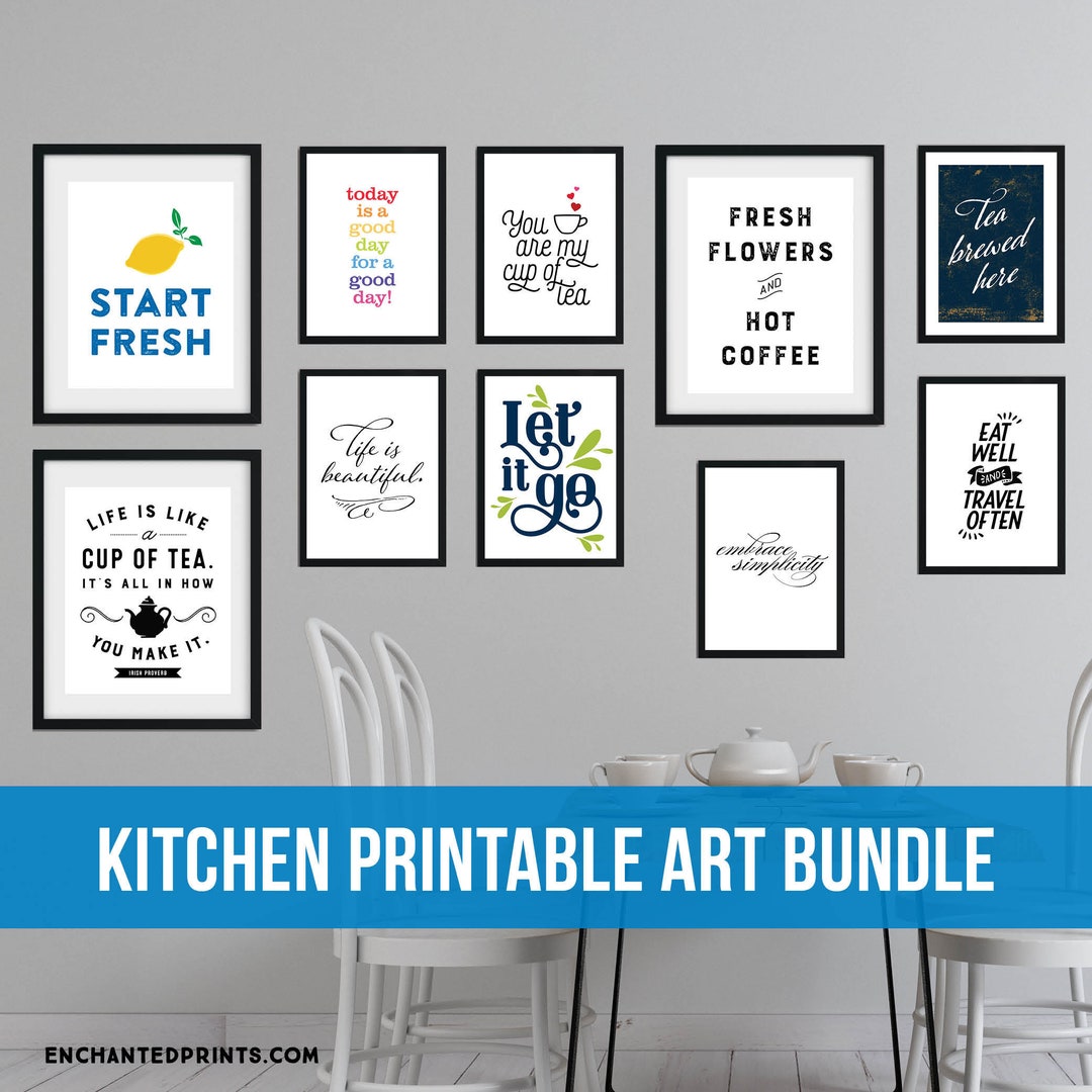 free kitchen wall art bundle | 5 printable designs |... Kitchen Printable Art Bundle for a Gallery Wall - Etsy