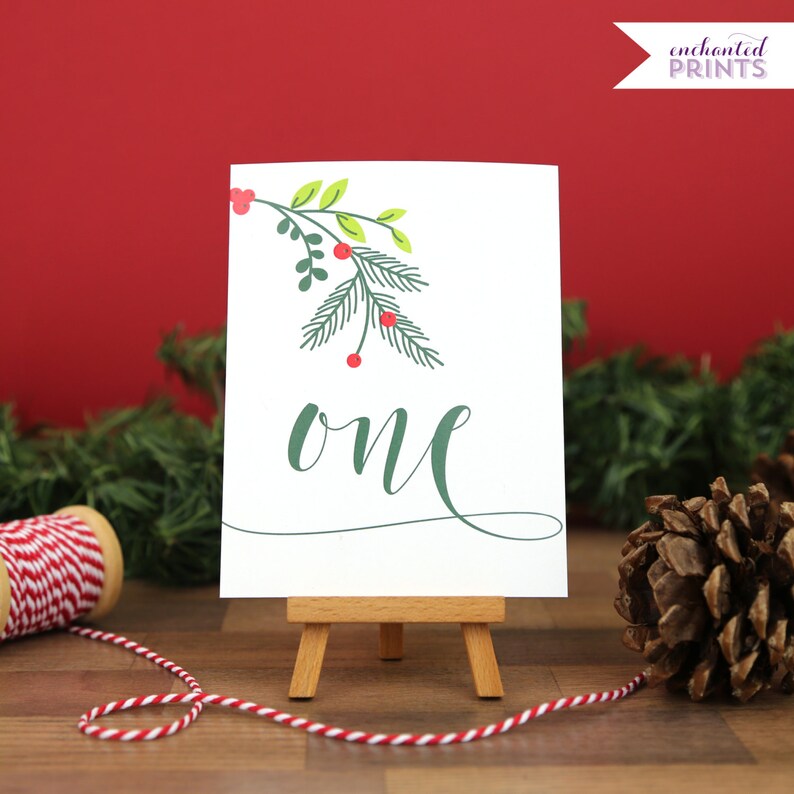 Afdrukbare adventskalender decemberkalender met 25 kaarten aftellen naar Kerstmis DIY-kerstdecor kerstkaarten direct downloaden afbeelding 3