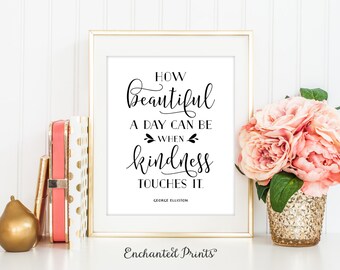 George Elliston - How Beautiful - Quote print - Typographic Printable art wall decor - Inspirational quote poster - Instant download