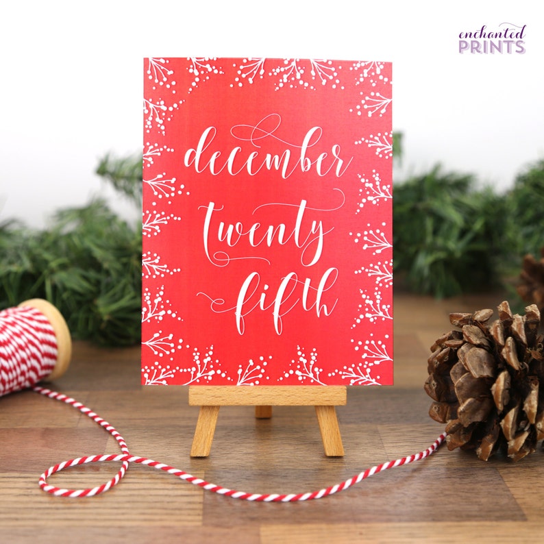 Afdrukbare adventskalender decemberkalender met 25 kaarten aftellen naar Kerstmis DIY-kerstdecor kerstkaarten direct downloaden afbeelding 4