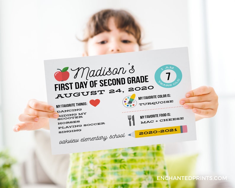 First Day of School Sign, First Day of School Photo Black and White, Colorful, Chalkboard, Instant Download or Printed School Sign image 5
