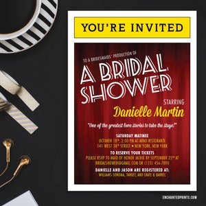 Invitaciones para programas de Broadway: espectáculos de Broadway, teatro, temática de Nueva York - despedida de soltera, fiesta de quinceañera o graduación - Invitaciones impresas