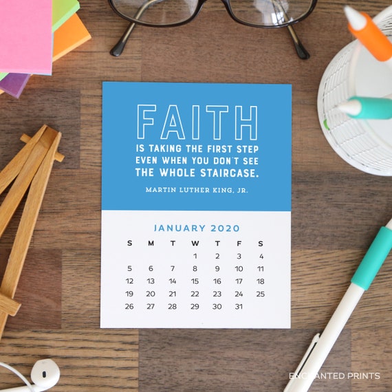 Printable 2020 Desk Calendar 12 Month Motivational Quotes Etsy