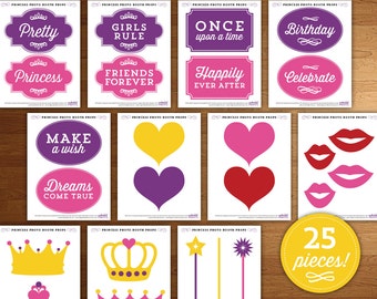 Sofortiger Download - Prinzessin-Geburtstagsfeier - druckbare DIY Photo Booth Requisiten und Zeichen