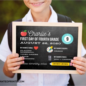 First Day of School Sign, First Day of School Photo Black and White, Colorful, Chalkboard, Instant Download or Printed School Sign image 3