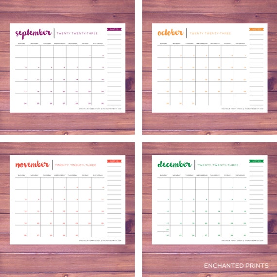 simple 2023 printable calendar 12 month calendar grid etsy