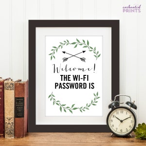 Customized Welcome Wifi Password Printable,Wifi Password Sign,Wifi Sign,Internet Network Printable,Guest Room Art,Home Decor Art Printable image 1