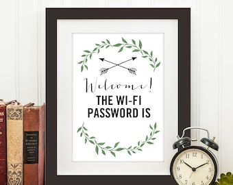Customized Welcome Wifi Password Printable,Wifi Password Sign,Wifi Sign,Internet Network Printable,Guest Room Art,Home Decor Art- Printable