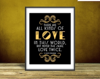 F. Scott Fitzgerald -  The Great Gatsby Quote Print, Printable art wall decor, Quote poster, Art Deco, Party Printable - Instant Download