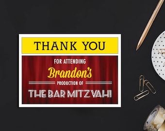Broadway Bat Mitzvah or Bar Mitzvah Playbill Thank You Cards- Theater Themed - Broadway Themed - Printed Thank You Cards