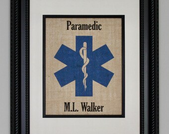 PARAMEDIC Gift - Personalized - Home Decor on Burlap