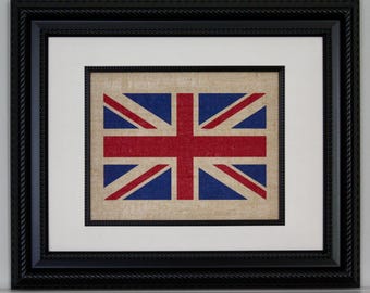 Burlap Union Jack  Flag, Burlap Wall Art