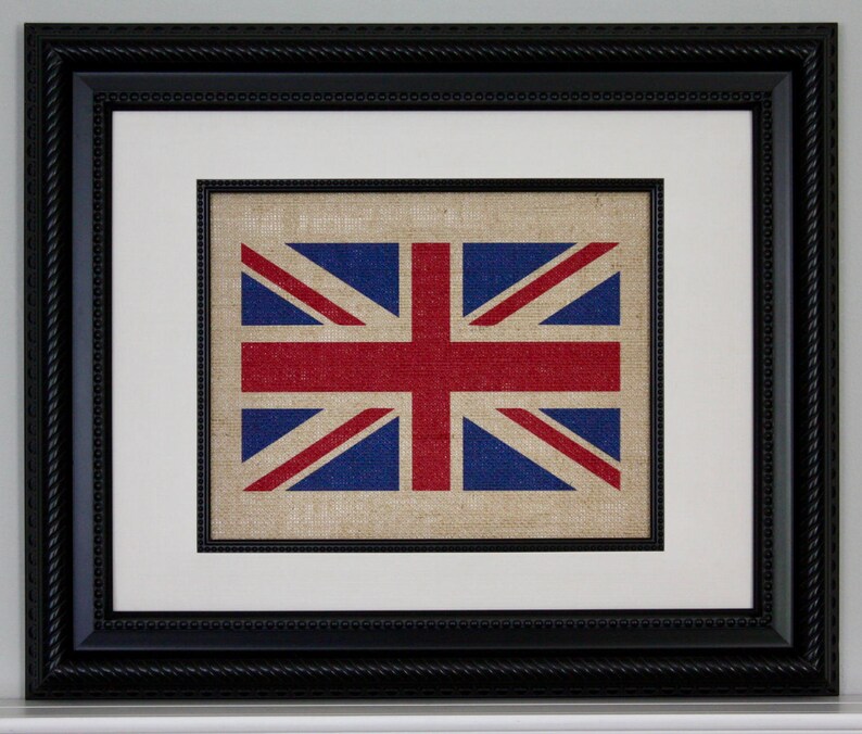 Burlap Union Jack Flag, Burlap Wall Art image 1