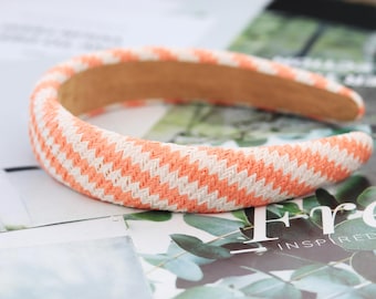Oranges Raffia Kopfband gefüttert: Haar Accessoire für die Sommerferien