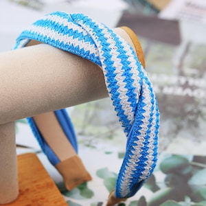 Raffia Knotted Headband Bohemian Hairband Women Straw Weaving Summer Holiday Headband Lafite Grass Girls Top Knot Wide Headband Head Band