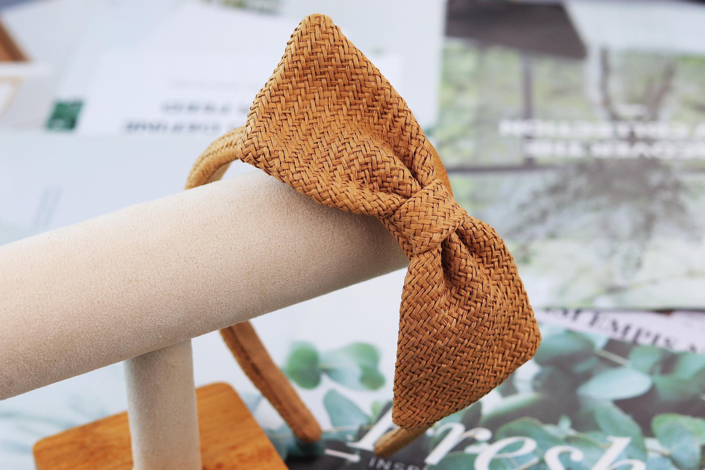 Luxe Boutique | Boho Braided Rattan Natural Top Knot Boutique Headband Top Knot Headband Rattan - Etsy main image 2