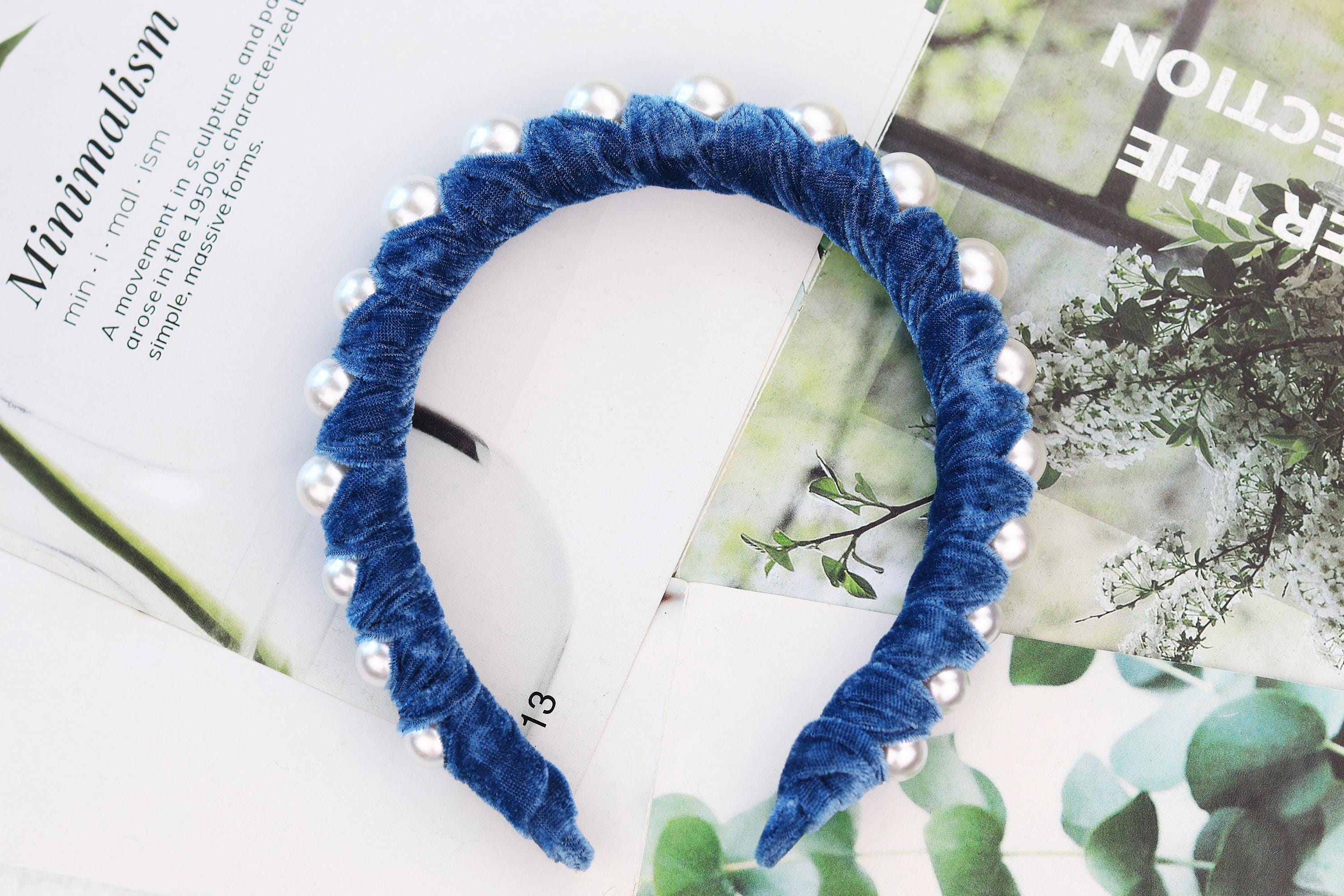 Fascia per capelli in velluto con perle: accessorio imbottito per capelli da donna - Italia