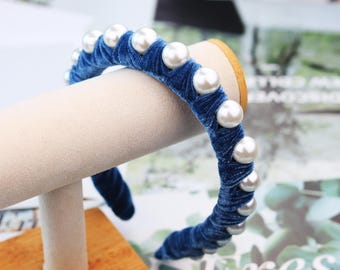 Velvet Pearl Headband: Padded Women's Hair Accessory