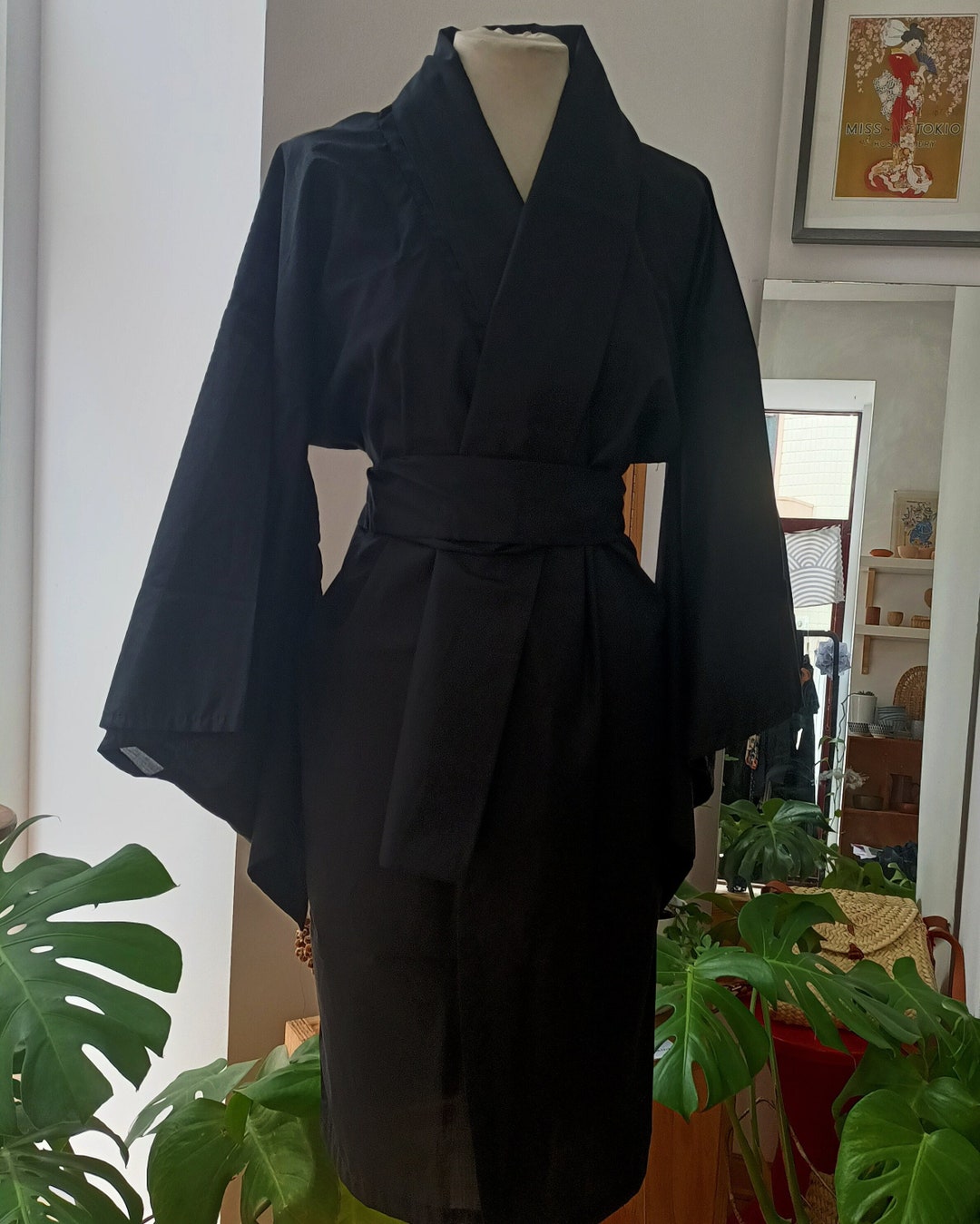 Kimono Haori Black Handmade in Organic Cotton NEW - Etsy