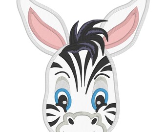 Uroczy wzór aplikacji do haftu maszynowego Zoo Safari Baby Zebra; Ręcznik do podglądania; Wiele formatów — NIE JEST TO PRODUKT GOTOWY