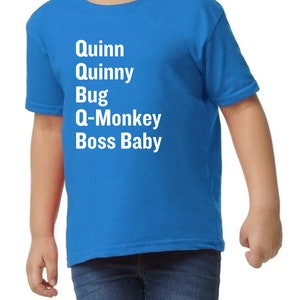 Custom Nickname Tee, Custom Baby Nickname shirt, Personalized,  Toddler Shirt, Boy t-shirt, girl tee, Names