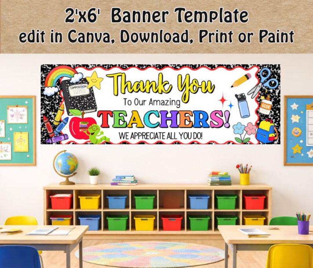 Thank You Teachers Banner Template, Teacher Appreciation Week, Editable ...