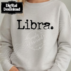 Libra | Zodiac Design | Digital Download | PNG| Sublimation| DTF Design | Retro Typewriter | Vintage Distressed Design