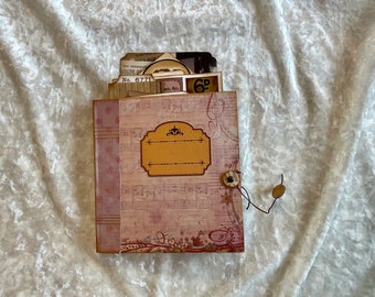 Pocket Journal Vintage pink garden style junk journal handmade BG Morrow