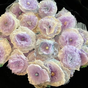 5 grappes d'extraits de fleurs en tissu pour des journaux indésirables, confection de lilas lavande à la main par BG Morrow