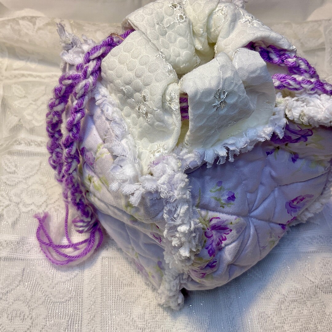 New Embroidered Rag Quilt Slow Stitch Rice Bag / Purse Handmade by B G ...
