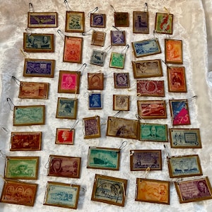 Joyería para tus Junk Journals 5 sellos postales antiguos elaborados a mano por BG Morrow