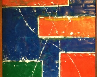 MEASURED Original painting Encaustic Hardboard abstract art B G Morrow