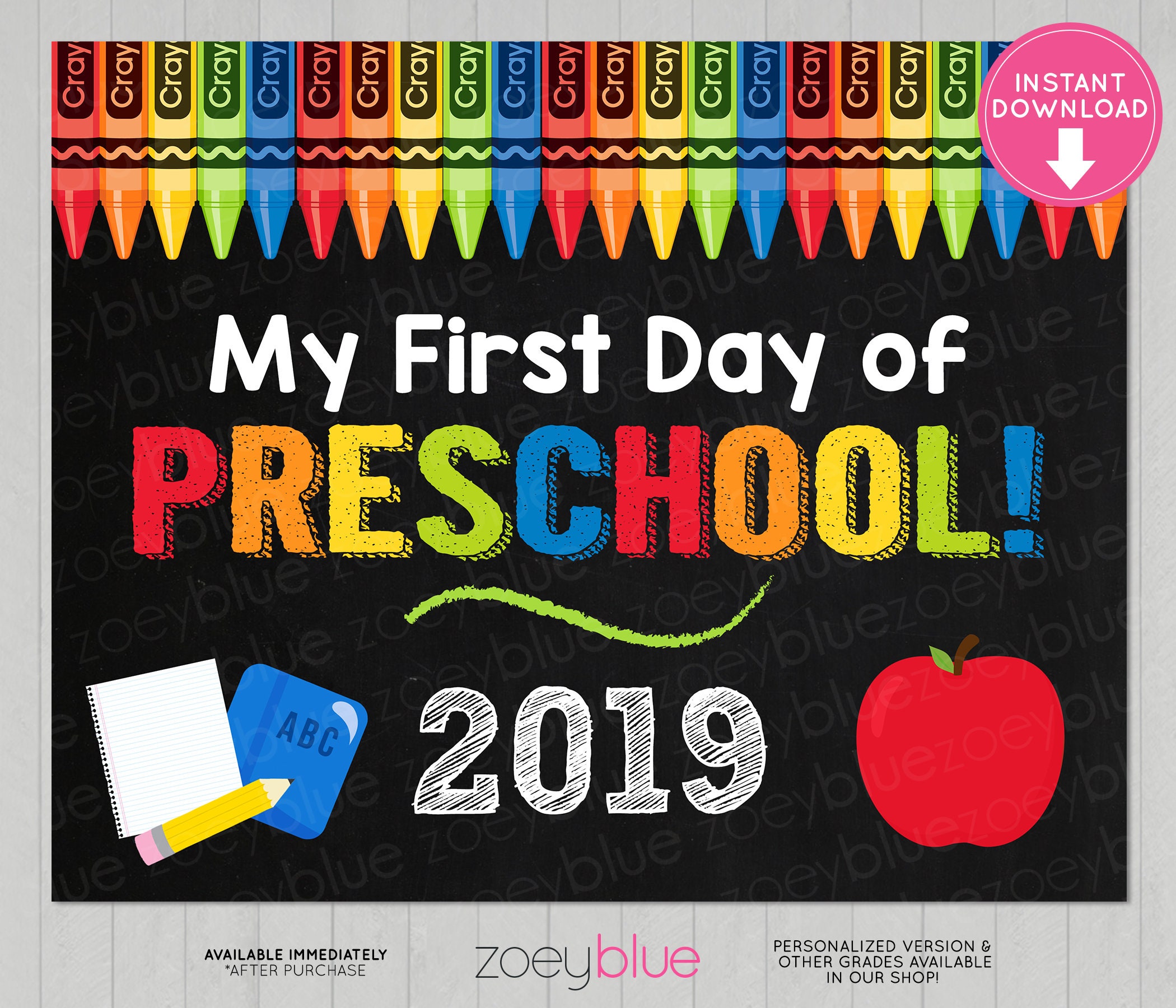 first day of kindergarten sign pdf