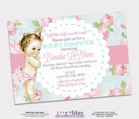 shabby chic baby shower invitations