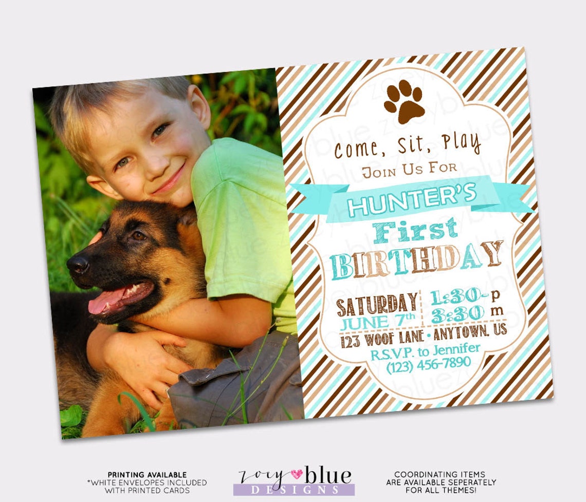 Puppy First Birthday Invitation With Picture puppy Dog Etsy