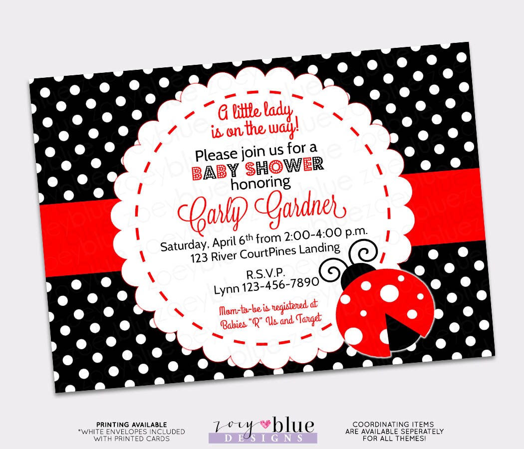 Ladybug Baby Shower Invitation Red and Black Baby Shower Ladybug Baby ...